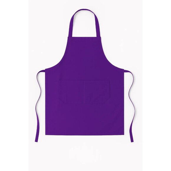 Purple Adjustable Apron with Pockets – Unisex Polyester Apron for Cooking, Craft - Picture 1 of 7